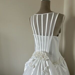 Mon Cheri Vintage 90’s White Dress with Lace and Floral Accents